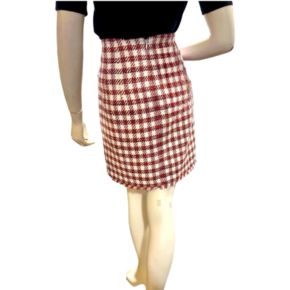 Ann Taylor Houndstooth Fringe Tweed A-Line Skirt - Picture 2 of 3